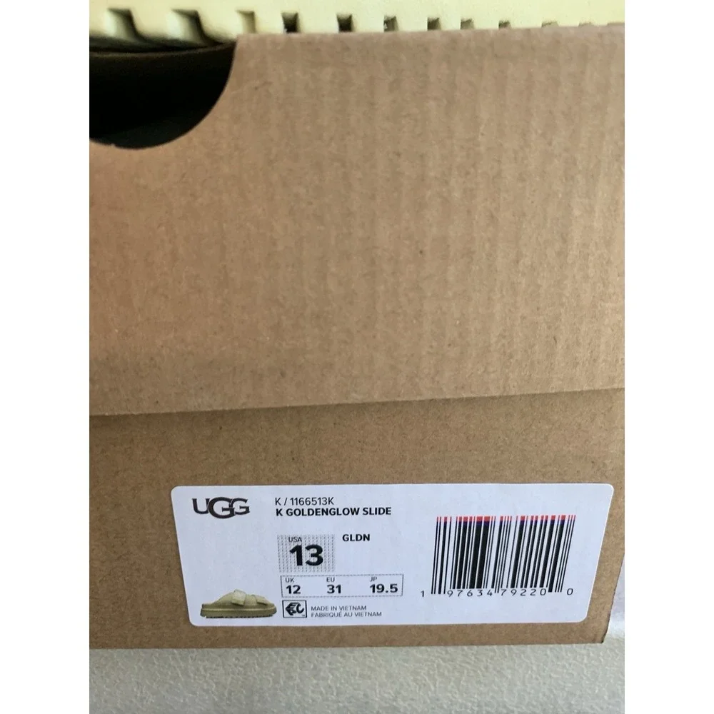 New KIDS UGG GOLDENGLOW SLIDES SANDALS Kids Size 13 Girls‎ New In Box 1166513K